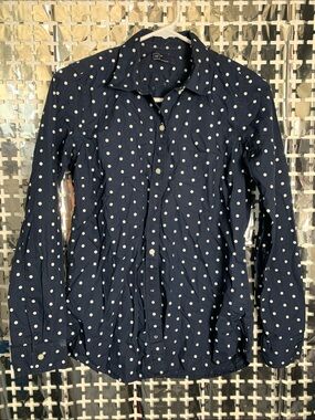 GAP Navy Blue Polka Dot Button-Down Shirt